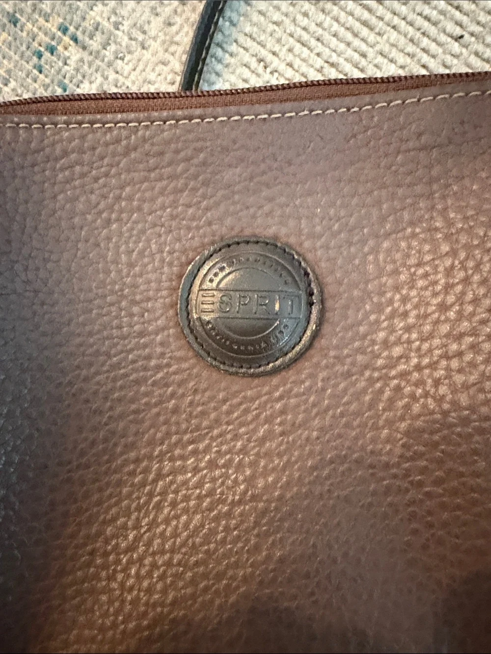 Esprit Vintage Dark Brown Pebbled Leather Small Crossbody